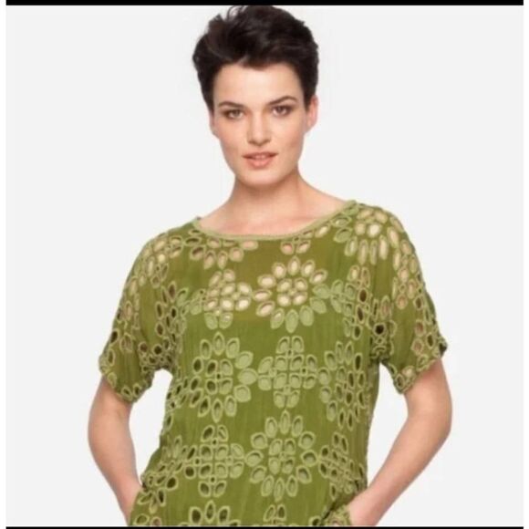 JOHNNY WAS Lalla green eyelet tunic sz Small - Picture 1 of 6